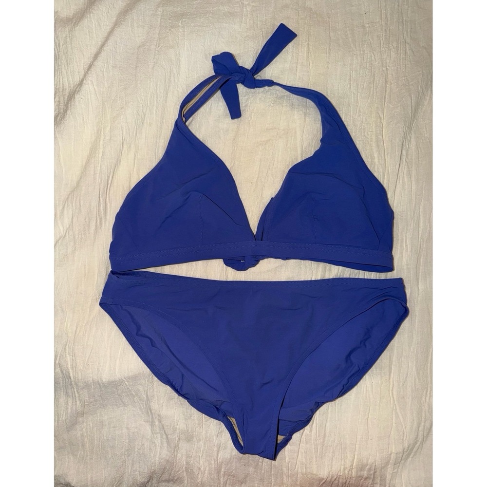 Gap Body blue halter triangle top full‎ bottom bikini large top medium bottom